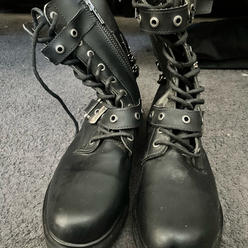 Demonia Black Boots with Chain Detail